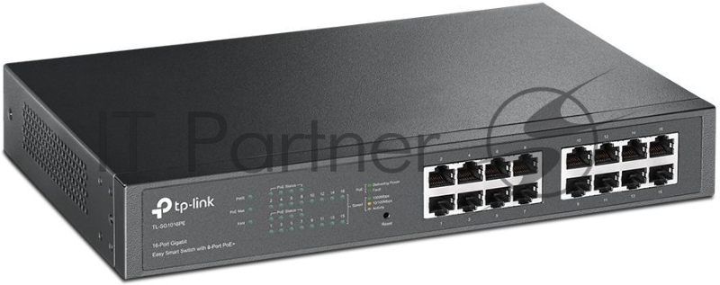 Коммутатор TP-LINK SMB TL-SG1016PE Easy Smart гигабитный 16-портовый коммутатор с 8 портами PoE+