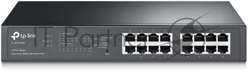 Коммутатор TP-LINK SMB TL-SG1016PE Easy Smart гигабитный 16-портовый коммутатор с 8 портами PoE+