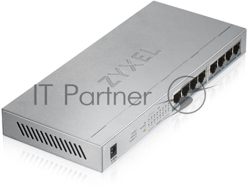 Коммутатор Zyxel GS1008HP Switch PoE +, 8xGE PoE +, tabletop, metal, silent, budget PoE 60 W