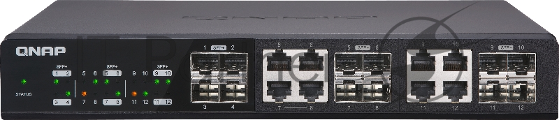 Коммутатор QNAP QSW-1208-8C 10GbE switch 12 ports (4x10G SFP+ ports + 8x10G combo ports (RJ-45 10GbE and 10G SFP+))