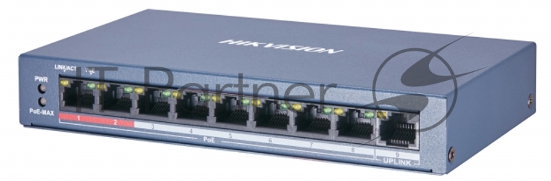 Коммутатор Hikvision DS-3E0109P-E/M(B) 9x100Mb 8PoE+ 58W неуправляемый