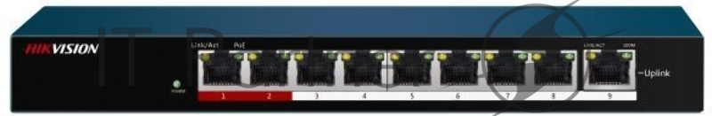 Коммутатор Hikvision DS-3E0109P-E/M(B) 9x100Mb 8PoE+ 58W неуправляемый