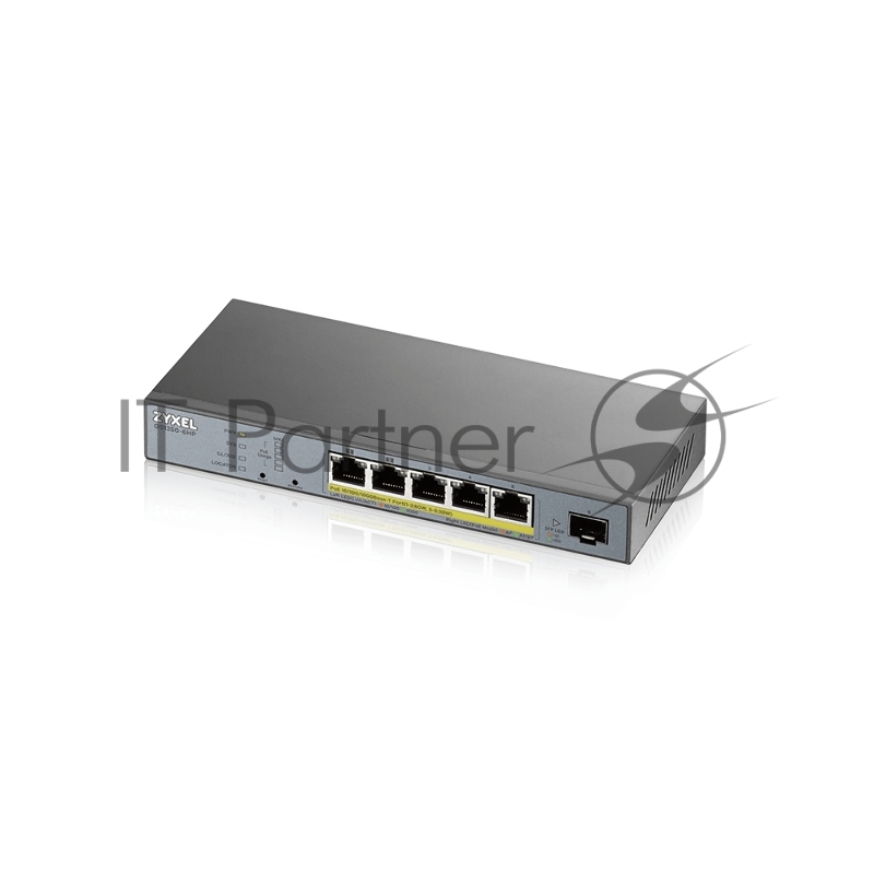 Коммутатор Zyxel GS1350-6HP, 4xGE PoE+, 1xGE PoE++ (802.3bt), 1xSFP, бюджет PoE 60 Вт, дальность передачи питания до 250 м, автоперезагрузка PoE-портов, повышенная защита от перенапряжений и электростатических р