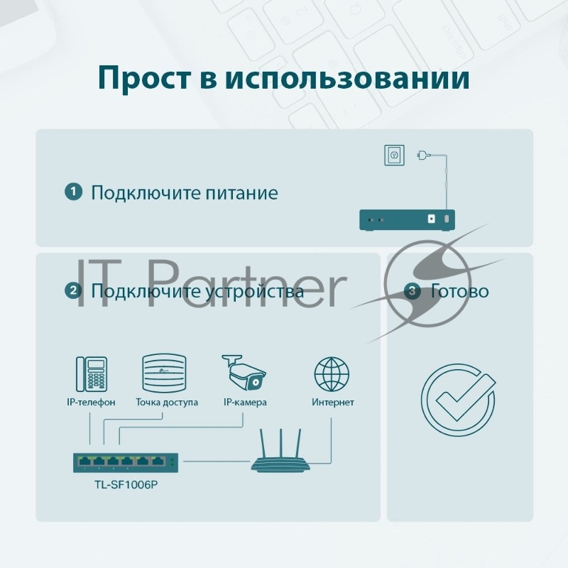 Коммутатор TP-Link 4-port 10/100Mbps Unmanaged PoE+ Switch with 2 10/100Mbps uplink ports, meta case, desktop mount, 4 802.3af/at compliant PoE+ port, 2 10/100Mbps uplink ports, DIP switches for Extend mode, Isolation mode and Priority mode, up to 25