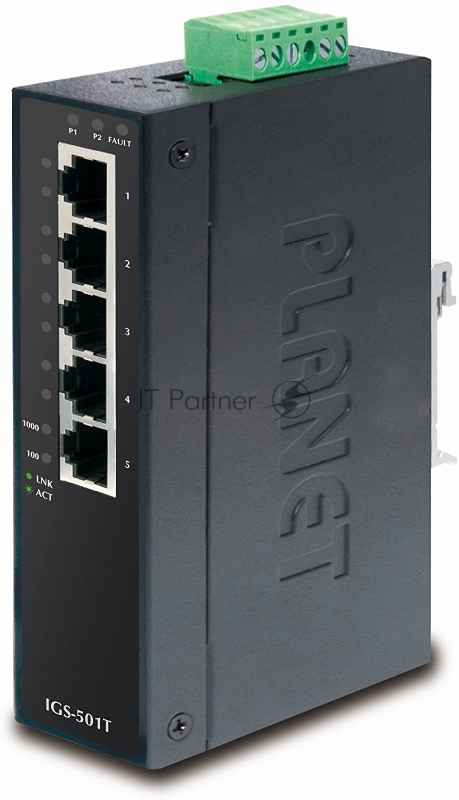 коммутатор PLANET IP30 Slim type 5-Port Industrial Gigabit Ethernet Switch (-40 to 75 degree C)