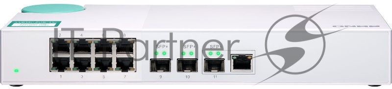 Коммутатор QNAP QSW-308-1C Unmanaged 10 Gb / s switch with 3 SFP + ports, of which 1 is combined with RJ-45, and 8 1 Gb / s RJ-45 ports, bandwidth up to 76 Gb / s, support JumboFrame