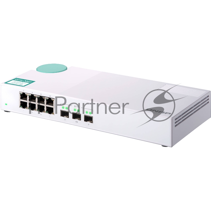 Коммутатор QNAP QSW-308S Unmanaged 10 Gb / s switch with 3 SFP + ports and 8 1 Gb / s RJ-45 ports, throughput up to 76 Gb / s, JumboFrame support