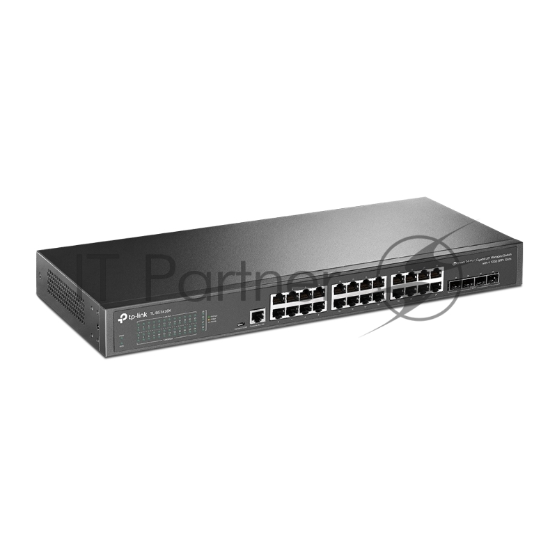 Коммутатор TP-Link JetStream™ 24-port Pure-Gigabit L2+ Managed Switch, 24 10/100/1000Mbps RJ45, 4*10G SFP+ Slots