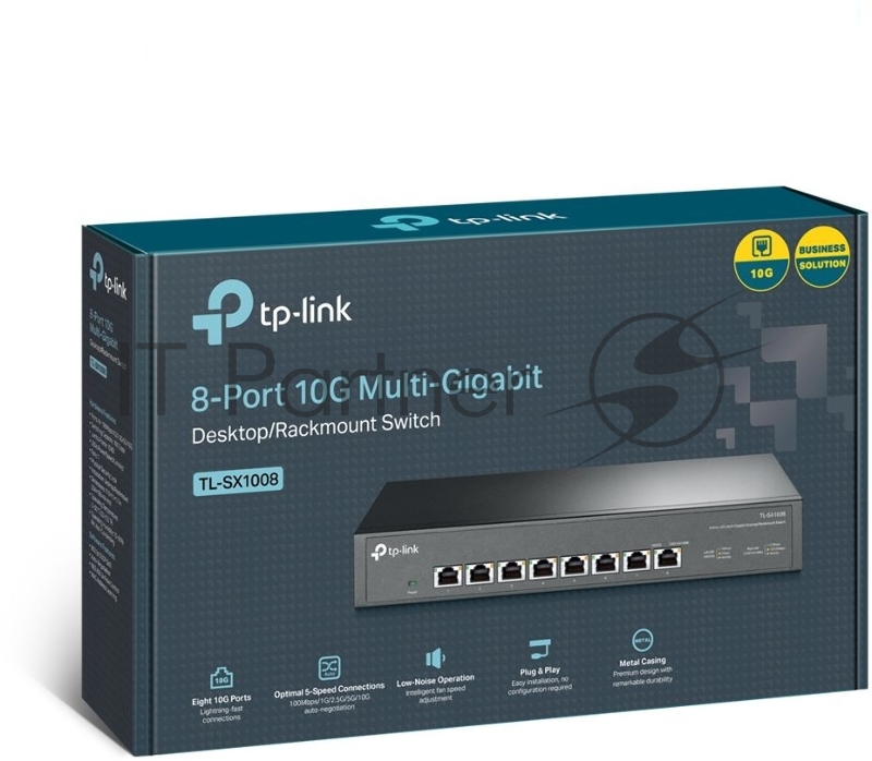 Коммутато TP-Link 8-port Desktop/Rackmount 10G Unmanaged Switch, 8 100/1G/2.5G/5G/10G RJ-45 ports, 1 Fan with intelligent speed control, 100-240 VAC, 50/60 Hz.