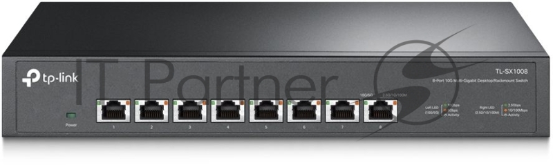 Коммутато TP-Link 8-port Desktop/Rackmount 10G Unmanaged Switch, 8 100/1G/2.5G/5G/10G RJ-45 ports, 1 Fan with intelligent speed control, 100-240 VAC, 50/60 Hz.