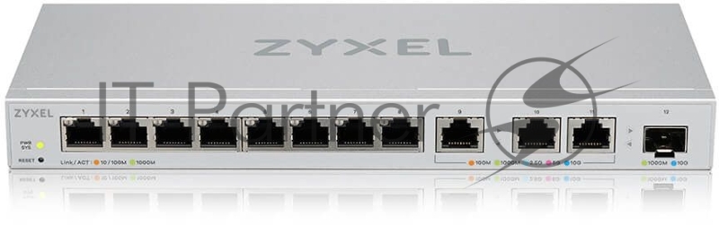 Коммутатор Zyxel Smart L2 XGS1250-12, 8xGE, 3x1/2,5/5/10G, 1xSFP+, настольный (NEW)