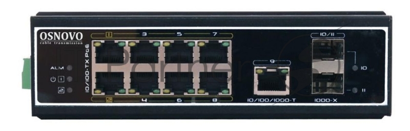 Коммутатор Osnovo SW-60812/I 8x100Mb 1G 2SFP 300W