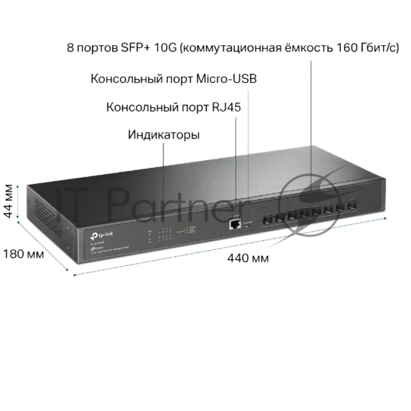 Коммутатор Fully managed switch with full 8-port 10G fiber ports and 160 Gbps switching capacity
