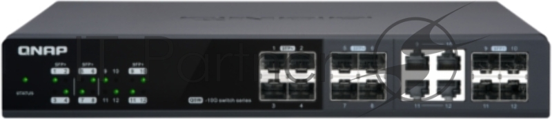 Коммутатор QNAP QSW-M1204-4C Managed 10 Gbps switch with 12 SFP + ports, 4 of which are combined with RJ-45, throughput up to 240 Gbps, JumboFrame support.