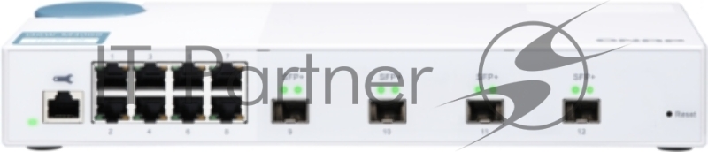 Коммутатор QNAP QSW-M408S 10 Gbps managed switch with 4 SFP + ports, 8 1 Gbps RJ-45 ports, bandwidth up to 96 Gbps, JumboFrame support.