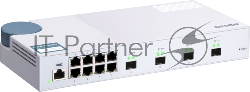 Коммутатор QNAP QSW-M408S 10 Gbps managed switch with 4 SFP + ports, 8 1 Gbps RJ-45 ports, bandwidth up to 96 Gbps, JumboFrame support.