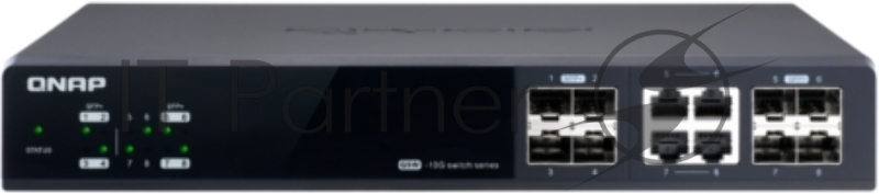 Коммутатор QNAP QSW-M804-4C 10 Gbps managed switch with 8 SFP + ports, 4 of which are combined with RJ-45, throughput up to 160 Gbps, JumboFrame support.
