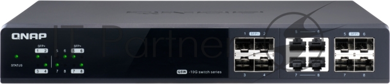Коммутатор QNAP QSW-M804-4C 10 Gbps managed switch with 8 SFP + ports, 4 of which are combined with RJ-45, throughput up to 160 Gbps, JumboFrame support.