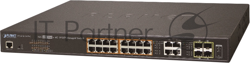 Коммутатор PLANET GS-4210-16UP4C IPv6/IPv4, 16-Port Managed 60W Ultra PoE Gigabit Ethernet Switch + 4-Port Gigabit Combo TP/SFP (400W PoE budget, SNMPv3, 802.1Q VLAN, IGMP Snooping, SSL, SSH, ACL)