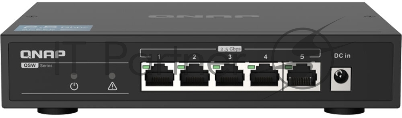 Коммутатор QNAP QSW-1105-5T 5-Port RJ-45 Unmanaged 2.5Gbps fanless switch, Switching Capacity 25Gbps