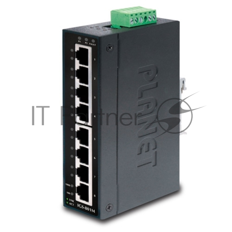 Коммутатор PLANET IP30 Slim type 8-Port Industrial Manageable Gigabit Ethernet Switch (-40 to 75 degree C)
