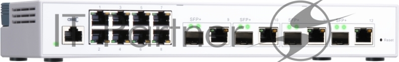 Коммутатор QNAP QSW-M408-4C 10 Gbps managed switch with 4 SFP + ports, combined with RJ-45, 8 1 Gbps RJ-45 ports, bandwidth up to 96 Gbps, JumboFrame support.