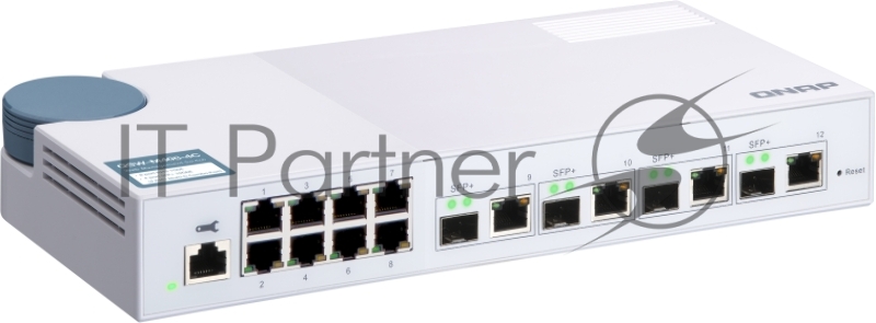 Коммутатор QNAP QSW-M408-4C 10 Gbps managed switch with 4 SFP + ports, combined with RJ-45, 8 1 Gbps RJ-45 ports, bandwidth up to 96 Gbps, JumboFrame support.