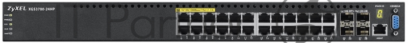 Коммутатор ZYXEL XGS3700-24HP 24 port Layer 2/3 Gigabit Datacenter Switch, PoE, 4x 10G