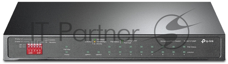Настольный коммутатор TP-Link TL-SG1210MP 10-портовый гигабитный на 8 портов PoE+