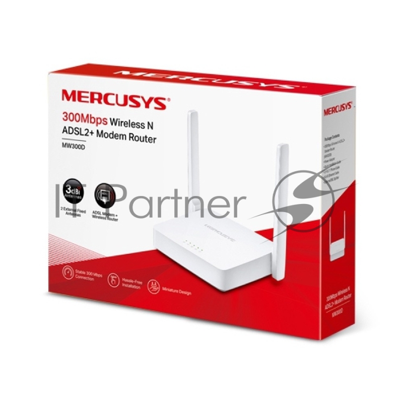 Роутер беспроводной Mercusys MW300D N300 10/100BASE-TX/ADSL