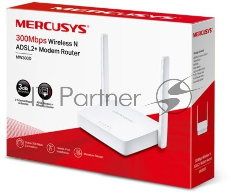 Роутер беспроводной Mercusys MW300D N300 10/100BASE-TX/ADSL