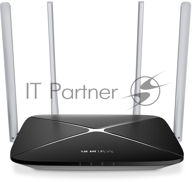 Маршрутизатор AC1200 dual Band Wi-Fi router, up to 867 Mbps at 5 GHz + up to 300 Mbps at 2.4 GHz, 1 WAN port 10/100 Mbps + 3 LAN ports 10/100 Mbps, 4 fixed antennas, IPv6