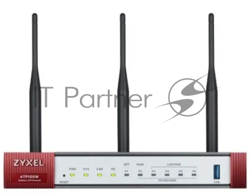 Межсетевой экран Zyxel ZyWALL USG FLEX 100W с набором подписок на 1 год (AS,AV,CF,IDP), 2xWAN GE (1xRJ-45 и 1xSFP), 4xLAN/DMZ GE, 802.11a/b/g/n/ac (2,4 и 5 ГГц), 1xUSB3.0, AP Controller (8/24)