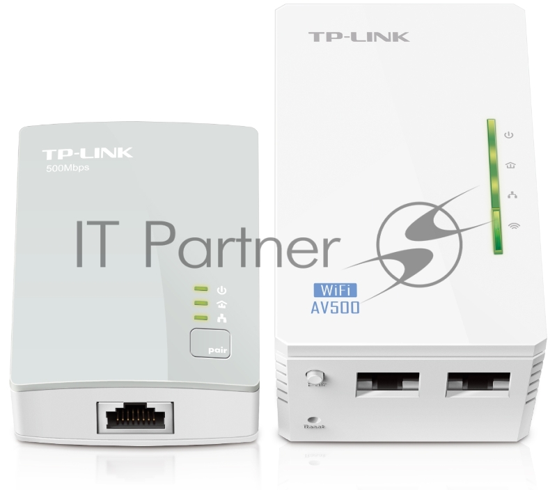 Сетевой адаптер TP-Link TL-WPA4220KIT Комплект адаптеров Powerline стандарта AV500 с функцией усилителя беспроводного сигнала до 300 Мбит/с
