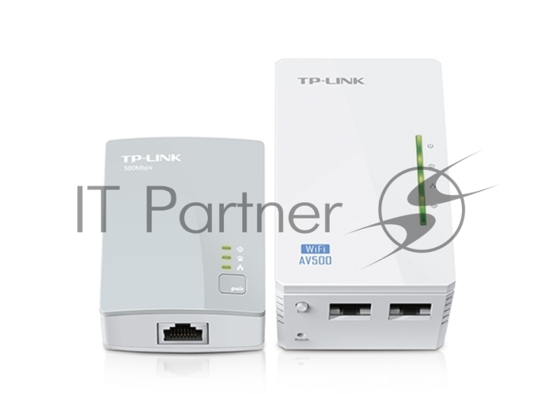 Сетевой адаптер TP-Link TL-WPA4220KIT Комплект адаптеров Powerline стандарта AV500 с функцией усилителя беспроводного сигнала до 300 Мбит/с