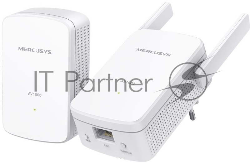 Комплект гигабитных Wi-Fi адаптеров Mercusys Powerline AV1000 Powerline kit with 300Mbps Wi-Fi, plug and play, up to 300 meters over an existing electrical circuit, the kit includes a MP510 and a MP500.
