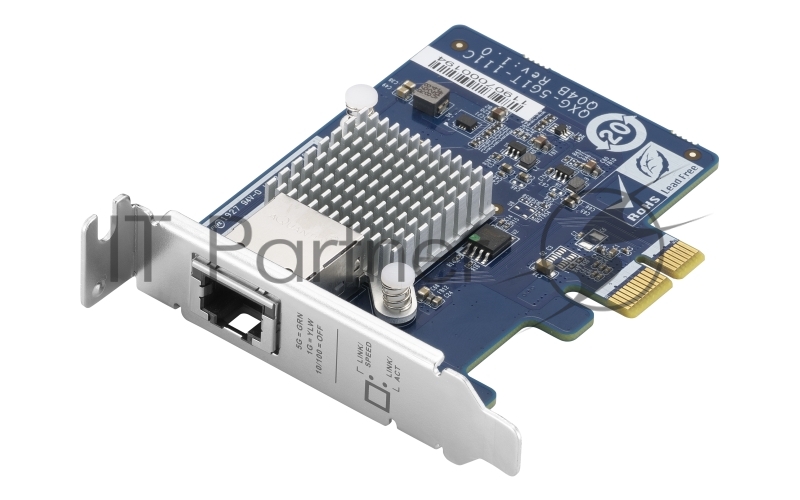 Сетевая карта QNAP QXG-5G1T-111C PCIe Gen2 x1, Single-port 4-speed 5 GbE network expansion card (5Gbps/ 2.5Gbps/ 1Gbps/ 100Mbps) Low-profile bracket pre-installed full-height and specialized brackets are bundled