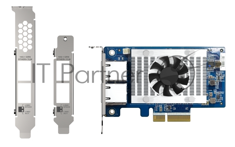 Сетевая карта QNAP QXG-10G2T-X710 LAN Expansion Card, PCIe Gen 3, Two 10GbE (10G / 5G / 2.5G / 1G / 100M)) Ports with SR-IOV and iSCSI, Block-based, Supports Multiple Virtual Disk Modes