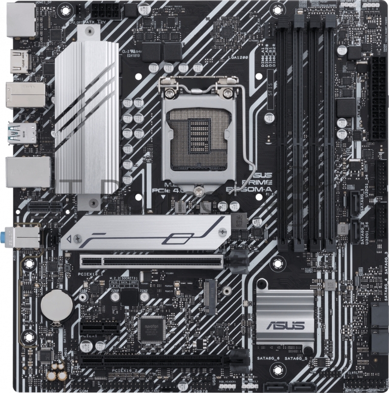 Материнская плата ASUS PRIME B560M-A, LGA1200, B560, 4*DDR4, DP+ 2* HDMI, SATA3 + RAID, Audio, Gb LAN, USB 3.2*6, USB 2.0*6, COM*1 header, LPT*1 header (w/o cable), mATX 90MB17A0-M0EAY0