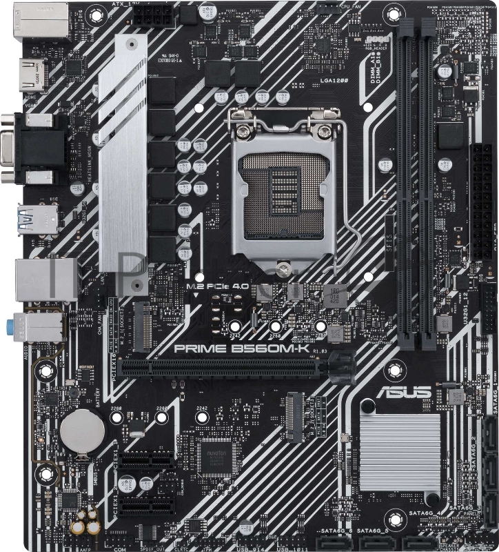 Материнская плата ASUS PRIME B560M-K, LGA1200, B560, 2*DDR4, D-Sub + HDMI, 6 x SATA 6Gb/s, Audio, Gb LAN, USB 3.2*6, USB 2.0*6, COM*1 header (w/o cable), mATX