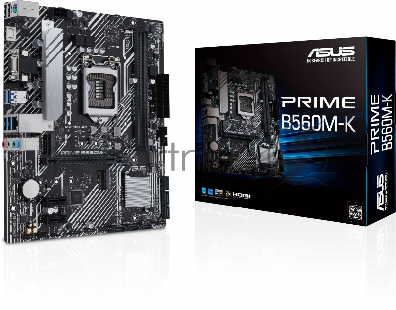 Материнская плата ASUS PRIME B560M-K, LGA1200, B560, 2*DDR4, D-Sub + HDMI, 6 x SATA 6Gb/s, Audio, Gb LAN, USB 3.2*6, USB 2.0*6, COM*1 header (w/o cable), mATX
