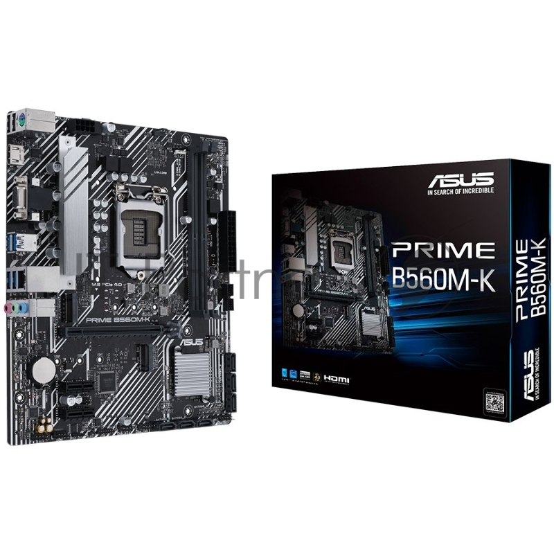 Материнская плата ASUS PRIME B560M-K, LGA1200, B560, 2*DDR4, D-Sub + HDMI, 6 x SATA 6Gb/s, Audio, Gb LAN, USB 3.2*6, USB 2.0*6, COM*1 header (w/o cable), mATX