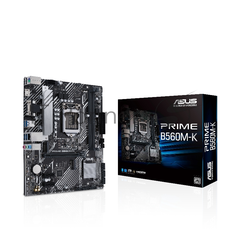 Материнская плата ASUS PRIME B560M-K, LGA1200, B560, 2*DDR4, D-Sub + HDMI, 6 x SATA 6Gb/s, Audio, Gb LAN, USB 3.2*6, USB 2.0*6, COM*1 header (w/o cable), mATX