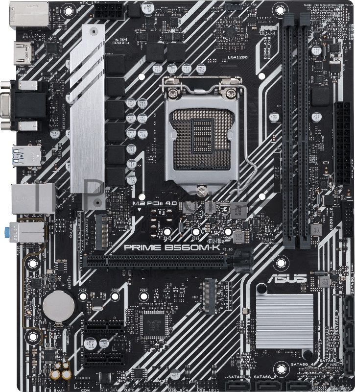 Материнская плата ASUS PRIME B560M-K, LGA1200, B560, 2*DDR4, D-Sub + HDMI, 6 x SATA 6Gb/s, Audio, Gb LAN, USB 3.2*6, USB 2.0*6, COM*1 header (w/o cable), mATX