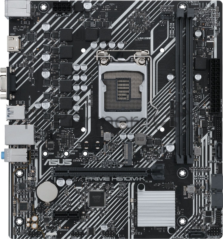 Материнская плата ASUS PRIME H510M-K, LGA1200, H510, 2*DDR4, D-Sub + HDMI, SATA3, Audio, Gb LAN, USB 3.2, USB 2.0, COM*1 header (w/o cable),mATX 90MB17N0-M0EAY0