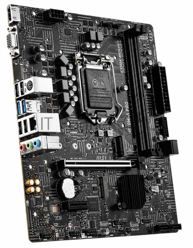 Материнская плата MSI H510M-A PRO mATX Socket 1200, Intel®H510, 2xDDR4-3200, HDMI+VGA, 1xPCI-Ex16, 1xPCI-Ex1, 4xSATA3, 2xM.2, 8 Ch Audio, GLan, (4+2)xUSB2.0, (2+2)xUSB3.2