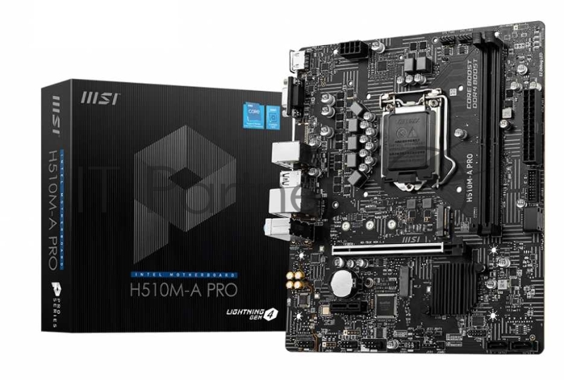 Материнская плата MSI H510M-A PRO mATX Socket 1200, Intel®H510, 2xDDR4-3200, HDMI+VGA, 1xPCI-Ex16, 1xPCI-Ex1, 4xSATA3, 2xM.2, 8 Ch Audio, GLan, (4+2)xUSB2.0, (2+2)xUSB3.2