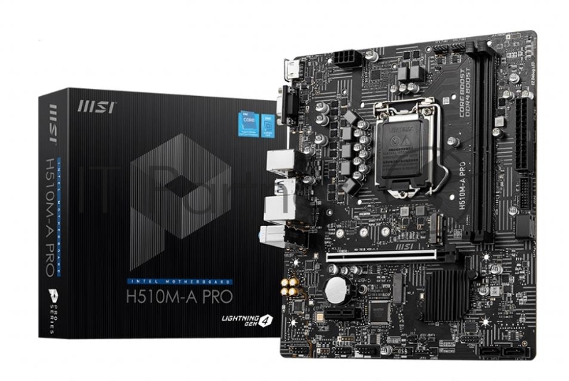 Материнская плата MSI H510M-A PRO mATX Socket 1200, Intel®H510, 2xDDR4-3200, HDMI+VGA, 1xPCI-Ex16, 1xPCI-Ex1, 4xSATA3, 2xM.2, 8 Ch Audio, GLan, (4+2)xUSB2.0, (2+2)xUSB3.2
