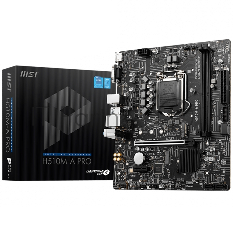 Материнская плата MSI H510M-A PRO mATX Socket 1200, Intel®H510, 2xDDR4-3200, HDMI+VGA, 1xPCI-Ex16, 1xPCI-Ex1, 4xSATA3, 2xM.2, 8 Ch Audio, GLan, (4+2)xUSB2.0, (2+2)xUSB3.2