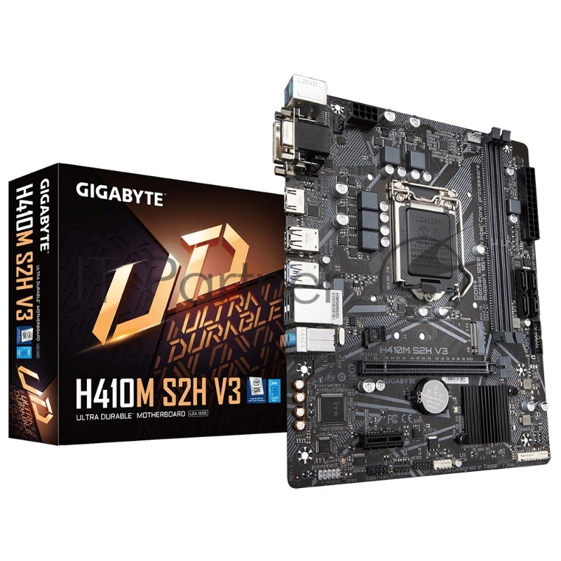 Материнская плата Gigabyte H410M S2H V3 (rev. 1.0) Soc-1200 Intel H510 2xDDR4 mATX AC`97 8ch(7.1) GbLAN+VGA+DVI+HDMI
